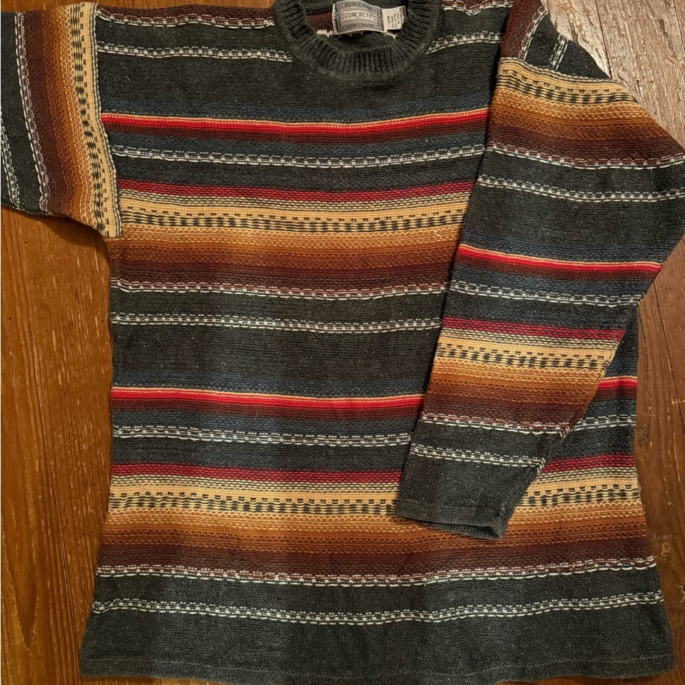 Concrete Mix Striped Crewneck Sweater